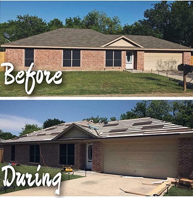 Home Before & During Roof Replacement in Burleson, TX